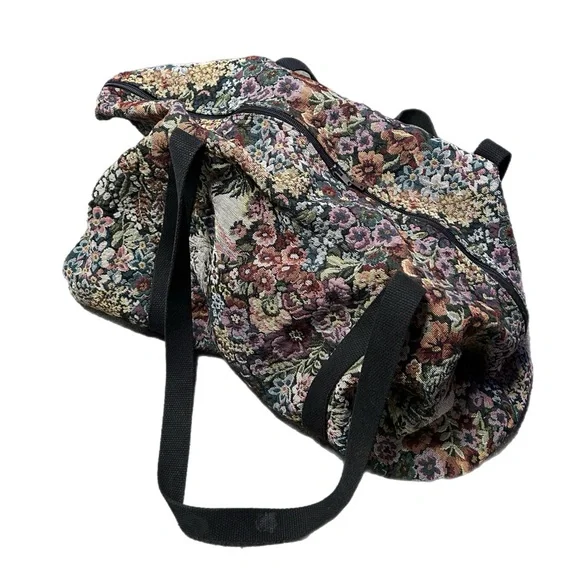 Vintage Victoria Rosenthal Design Floral Tapestry Weekender Bag - Picture 2 of 16